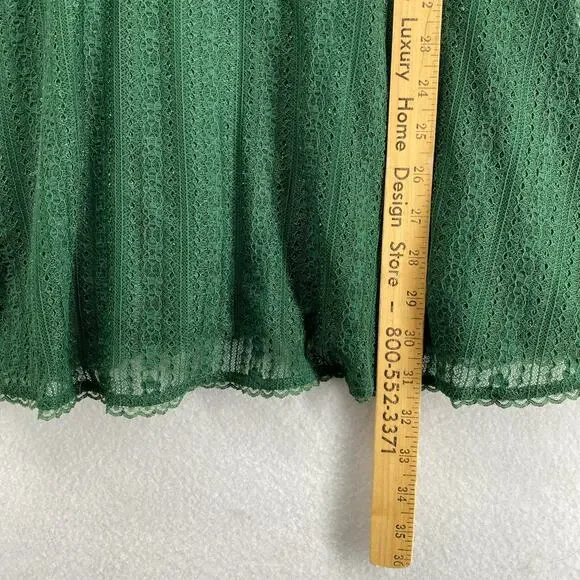 URBAN OUTFITTERS Dress S Roxie Lace Trim Mini Puff Sleeve Nylon Green NEW - Picture 13 of 16